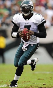 Philadelphia Eagles QB Michael Vick Looks for a Receiver 